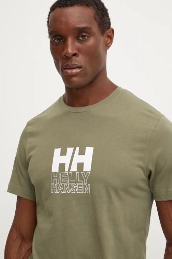 Bavlnené tričko Helly Hansen CORE GRAPHIC pánske, čierna farba, vzorované, 53936