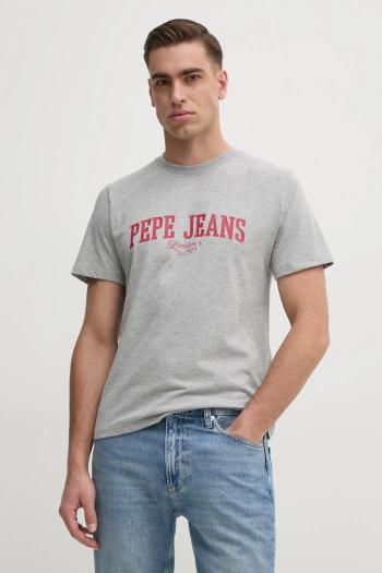 Tričko Pepe Jeans DERRIL TEE pánske, šedá farba, s potlačou, PM509766
