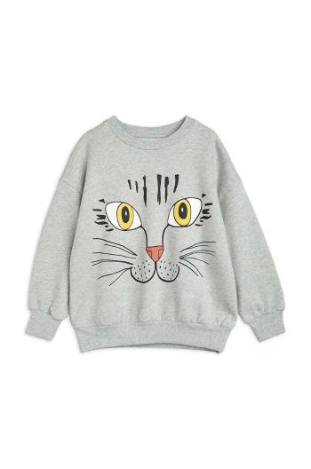 Detská bavlnená mikina Mini Rodini Cat face šedá farba, s potlačou, 2372019094