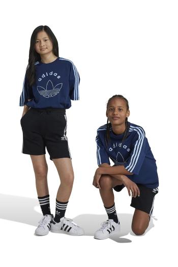 Detské krátke nohavice adidas Originals čierna farba, s nášivkou, nastaviteľný pás IY7481