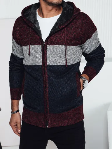 Pánsky bordový zateplený sveter s kapucňou Dstreet WX2275