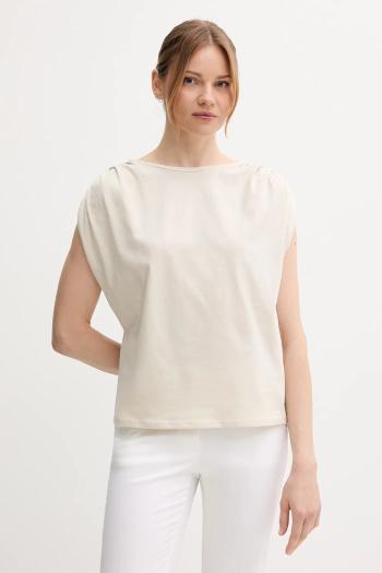 Bavlnené tričko United Colors of Benetton dámske, béžová farba, 3096D10AB