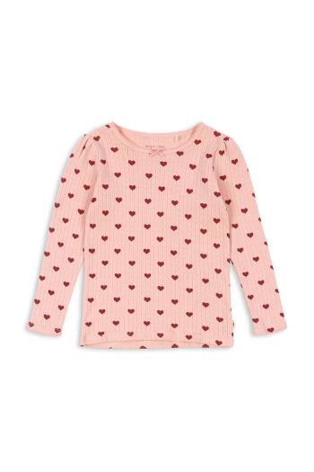 Detská bavlnená košeľa s dlhým rukávom Konges Sløjd MINNIE BLOUSE GOTS ružová farba, KS102583