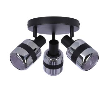 Stropná lampa Yuki, matná čierna, 3x15W, E14, dymové tienidlo