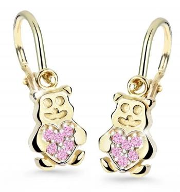 Cutie Jewellery Detské náušnice zo žltého zlata Medvedíky C2751-10-X-1 ružová