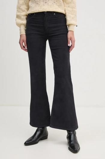 Menčestrové nohavice Pepe Jeans WILLA šedá farba, zvonový strih, vysoký pás, PL211786