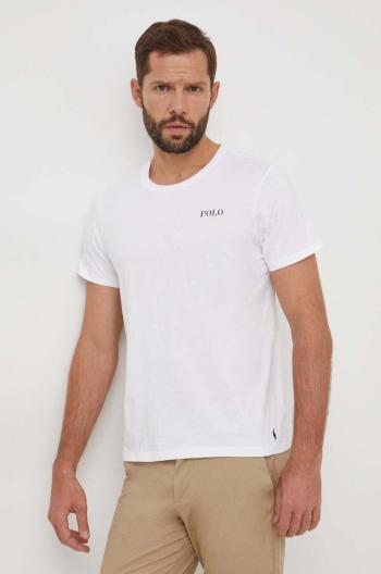 Bavlnené tričko Polo Ralph Lauren pánske, biela farba, s potlačou, 714931650