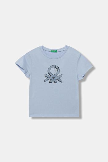 Detské bavlnené tričko United Colors of Benetton modrá farba, 3I1XC10Q1
