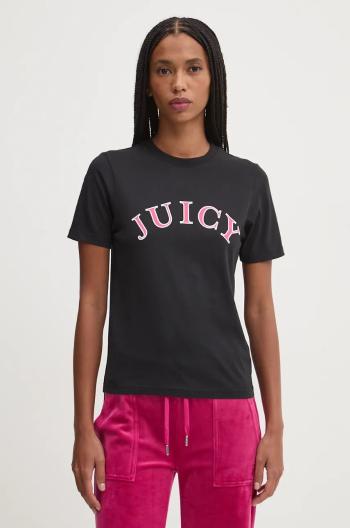 Bavlnené tričko Juicy Couture GIRLFRIEND TEE dámske, čierna farba, JCSCT224414