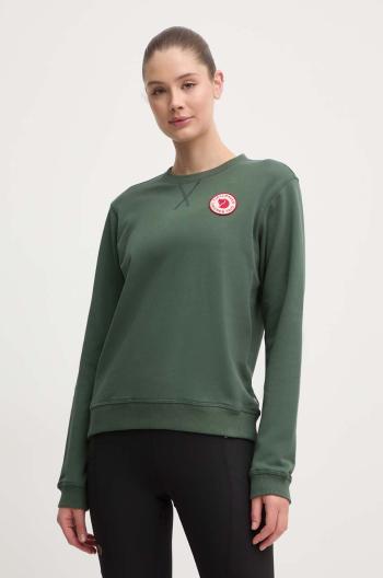 Bavlnená mikina Fjallraven 1960 Logo Badge Sweater dámska, zelená farba, s nášivkou,  F87230