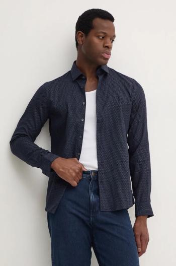 Košeľa Calvin Klein pánska, tmavomodrá farba, slim, s klasickým golierom, K10K113521