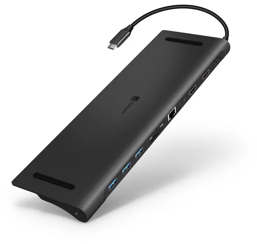 CONNECT IT USB-C dokovacia stanica, 11v1, 2xHDMI, RJ45, 3x USB, 3,5mm, čítačka kariet, externá, ANTRACITOVÝ