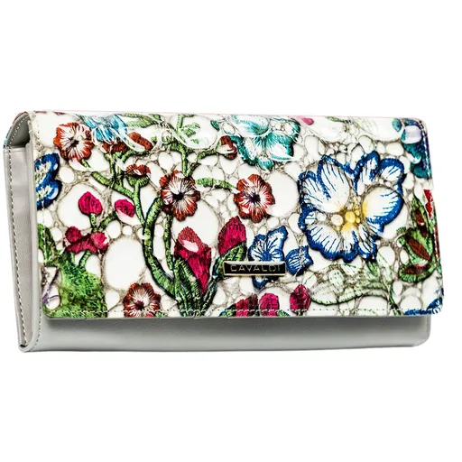 Viacfarebná dámska peňaženka s kvetmi z prírodnej a ekologickej kože - 4U Cavaldi