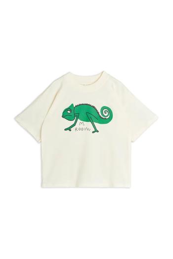 Detské bavlnené tričko Mini Rodini Lizard béžová farba, s potlačou, 2522015911