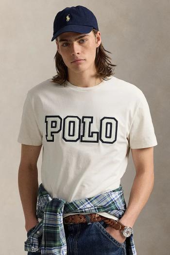 Bavlnené tričko Polo Ralph Lauren pánske, biela farba, s potlačou, 710972663