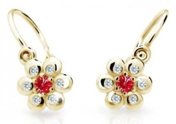 Cutie Jewellery Kytičkové detské náušnice zo žltého zlata C2247-10-X-1 červená