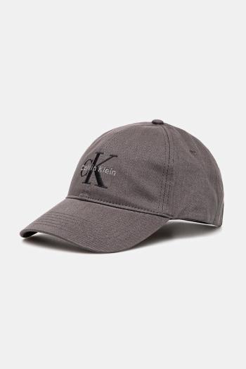Bavlnená šiltovka Calvin Klein Jeans šedá farba, s nášivkou, LV04G5004G