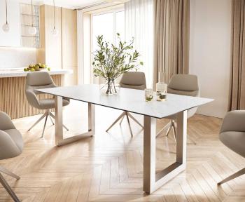 Jedálenský stôl Edge 200x100 cm keramický Laminam® Statuarettio biely