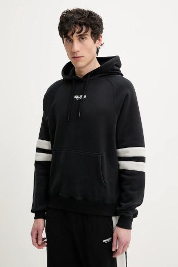 Mikina Hollister Co. pánska, čierna farba, s kapucňou, s nášivkou, KI322-5006