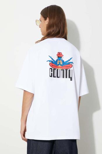 Bavlnené tričko Marcelo Burlon Disco God biela farba, s potlačou