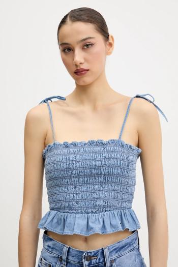 Bavlnený top Tommy Jeans jednofarebné, DW0DW20284