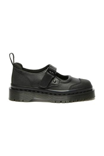 Kožené poltopánky Dr. Martens Indica II Bex Tech Mary Jane dámske, čierna farba, na platforme, DM41015002