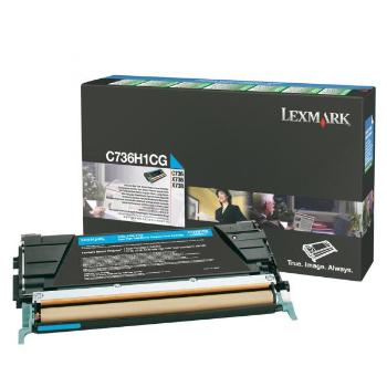 Lexmark originál toner C736H1CG, cyan, 10000str., high capacity, return, Lexmark C736, X736, X738, O, azurová