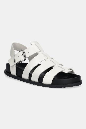 Kožené sandále Tommy Jeans TJW FISHERMAN PATENT SANDAL biela farba, EN0EN02874