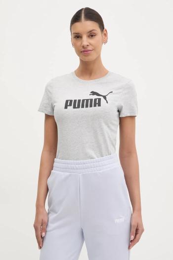 Bavlnené tričko Puma dámske, šedá farba, 682370