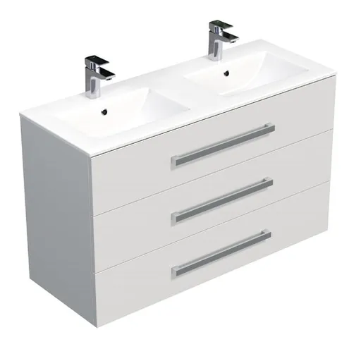 Kúpeľňová skrinka s umývadlom SAT Cube Way 120x76,5x46 cm biely lesk CUBE461203BIMOD