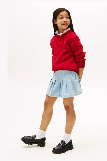 Dievčenská rifľová sukňa Tommy Hilfiger mini, rovný strih, KG0KG08743