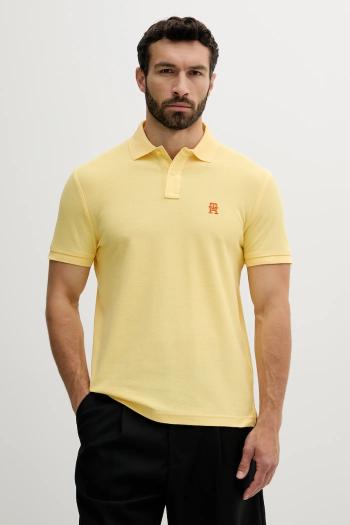 Bavlnené polo tričko Tommy Hilfiger pánske, žltá farba, s nášivkou, MW0MW33167