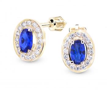 Cutie Jewellery Trblietavé zlaté náušnice so zirkónmi Z8049-30-X-1 modrá