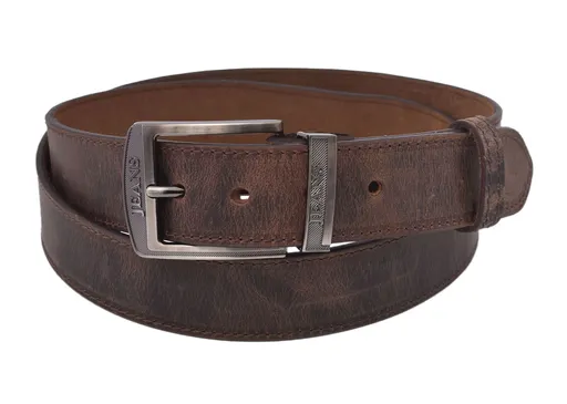 Pánsky kožený opasok 747-40-34 tmavý tan šitý pracka Jeans II