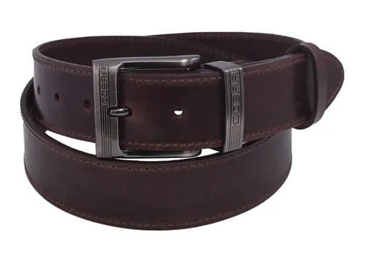 Pánsky kožený opasok 740-40-71 tmavohnedý šitý pracka Cobra