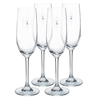 KONDELA Snowflake Champagne pohár na šampanské (4 ks) 230 ml priehľadná / biela