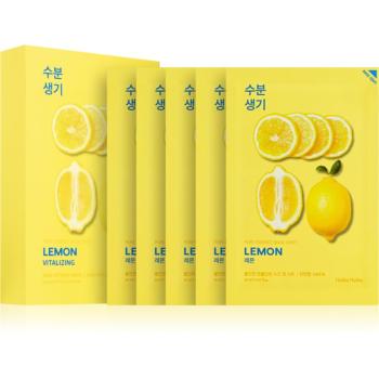 Holika Holika Pure Essence Lemon plátenná maska so zjemňujúcim a osviežujúcim účinkom s vitamínom C 5x20 ml