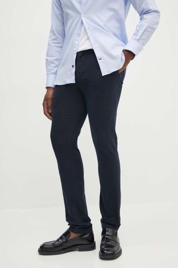 Nohavice Tommy Hilfiger pánske, tmavomodrá farba, rovné, MW0MW32934