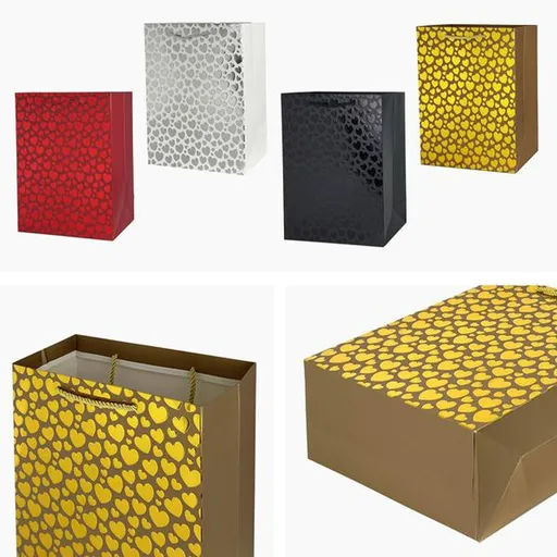 Papierová darčeková taška TORO 23x18x10cm MIX malé srdce