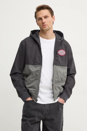 Bunda Hollister Co. pánska, šedá farba, prechodná, KI332-4146