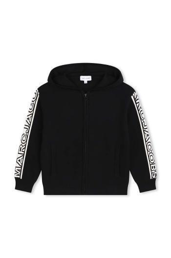 Detská mikina Marc Jacobs čierna farba, s kapucňou, s nášivkou, W60290