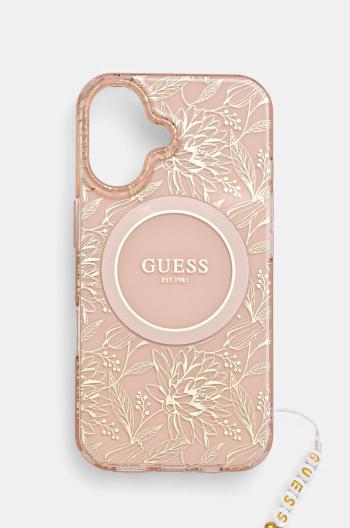 Puzdro na mobil Guess iPhone 16 6.1 ružová farba, GUHMP16SHCPOFPP