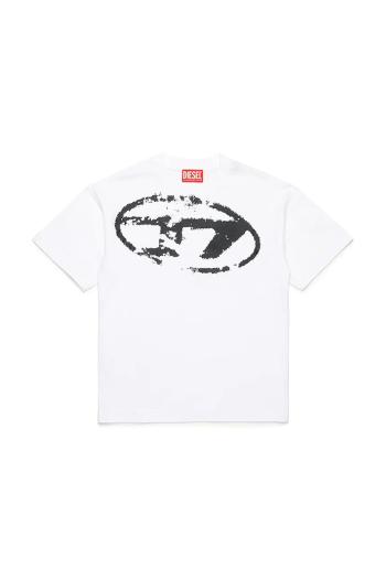 Detské bavlnené tričko Diesel TBOXTN14 OVER T-SHIRT biela farba, s potlačou, J02240