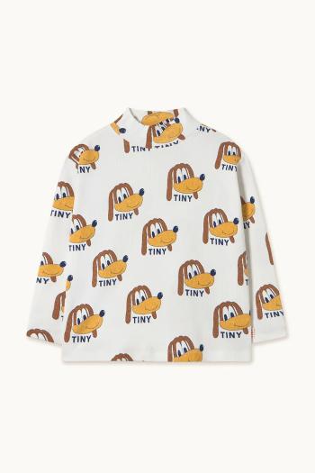 Detské tričko s dlhým rukávom Tinycottons DOGS RIB MOCKNECK biela farba, vzorované, AW25-241