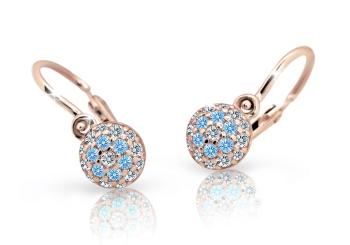 Cutie Jewellery Detské náušnice z ružového zlata C2150-10-X-4 svetlo modrá