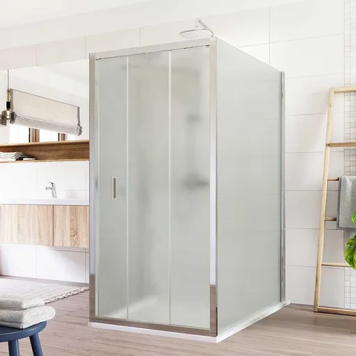 Mereo Sprchovací kút, Lima, obdĺžnik do priestoru U, trojdiel., zasun.,90x100x90 cm, chróm ALU, sklo Point CK89642K