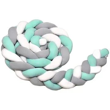 T-tomi Pletený mantinel 180 cm, white/grey/mint (8594166547063)