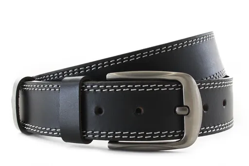 Kožený pánsky opasok s dvojitým šitím do 145 cm.