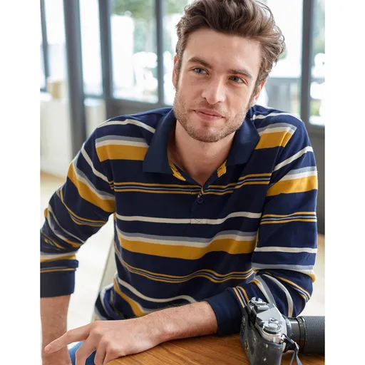 Polo tričko s prúžkami a dlhými rukávmi