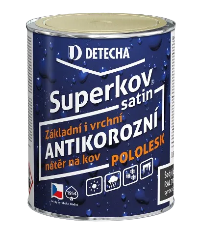 DETECHA Superkov satin - vysokoodolný antikorózny syntetický náter 0,8 kg ral 9003 - signálna biela